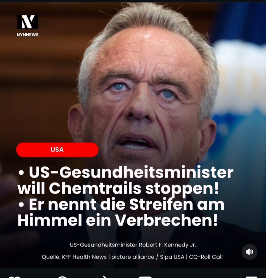 Viraler Screenshot mit Robert F. Kennedy Jr. und der Behauptung, er wolle Chemtrails stoppen und nenne Himmelstreifen ein Verbrechen