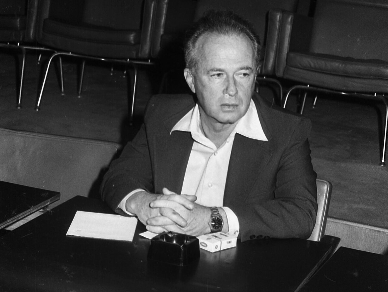 Meeting of the government on the agreement of disengagement of forces between Israel and Syria.Photo shows: Itzhak Rabin.