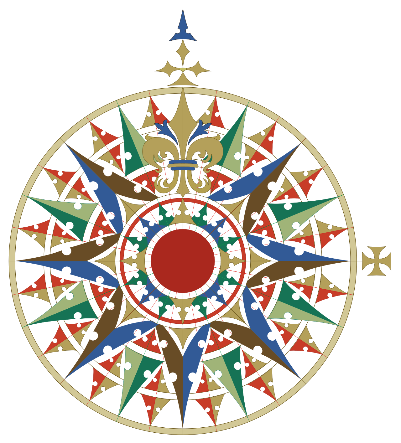 Replica of the main compass rose of the Cantino planisphere (1502)