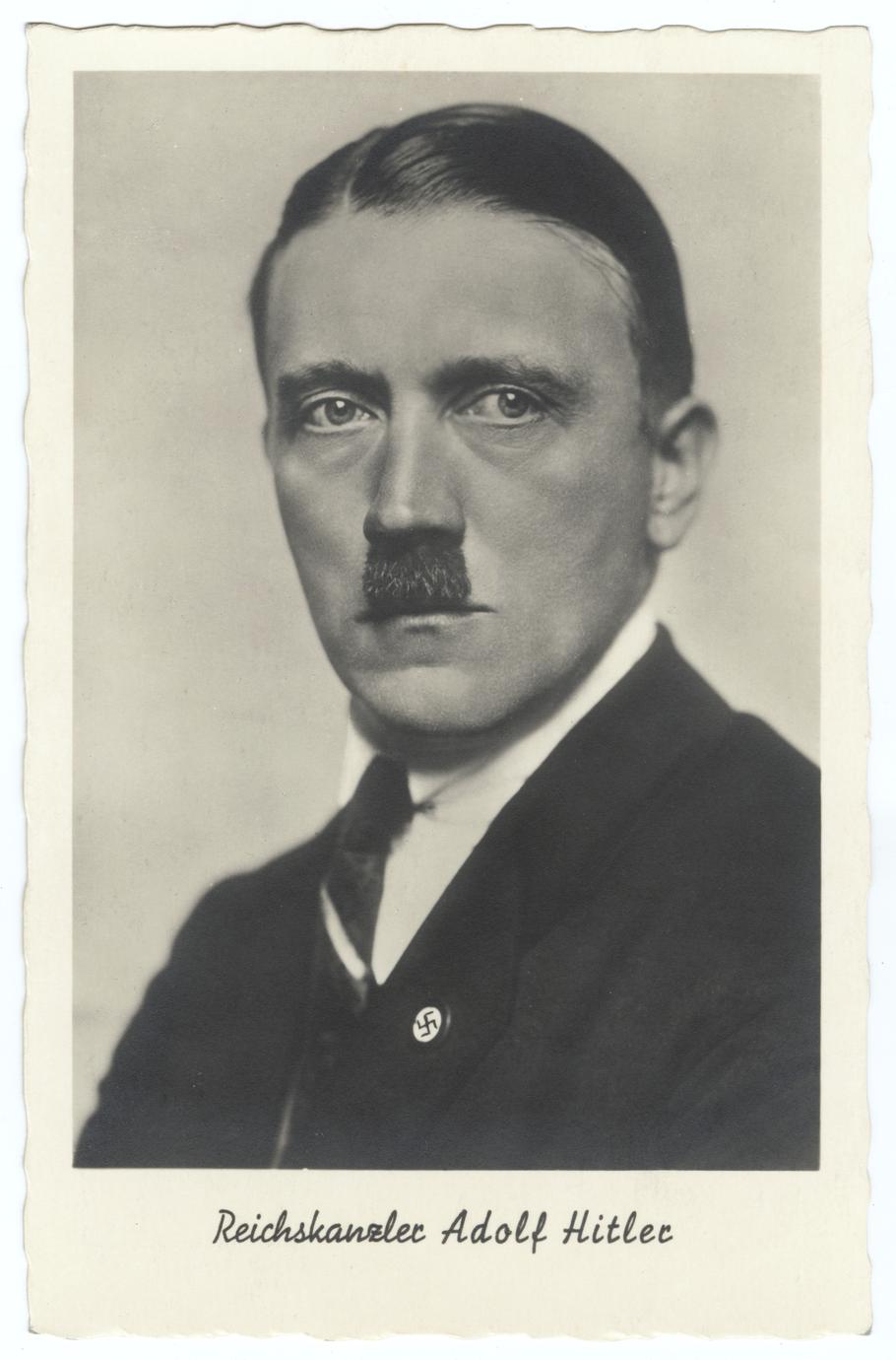 Reichskanzler Adolf Hitler postcard 1933. Portrait of Adolf Hitler (1889–1945), leader of the Nazi Party (NSDAP), taken in 1923 by Heinrich Hoffmann (