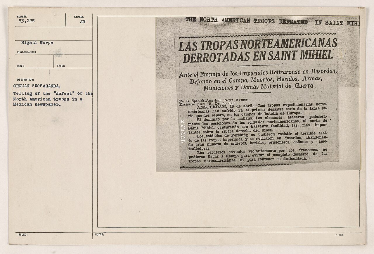 German propaganda. Telling of the "defeat" of the North American troops in a Mexican newspaper - DPLA - 03fce238f395a1635a4d8d8080890134