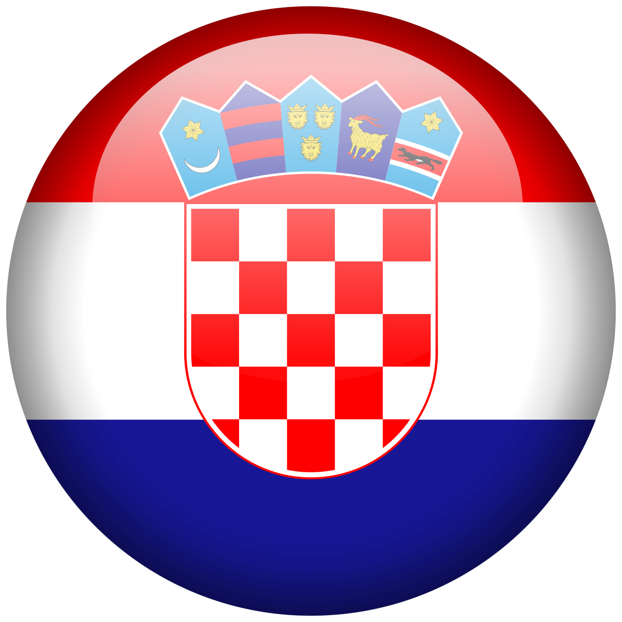 Spherical icon of the flag of Croatia
