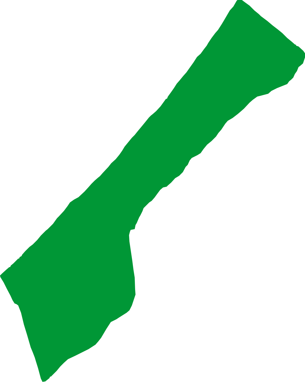 Green icon of the Gaza strip, no outline.